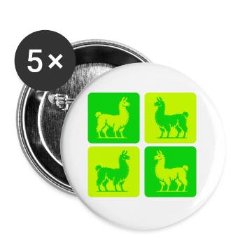 Llama Pop Art - Buttons large 2.2''/56 mm (5-pack) - white - Front