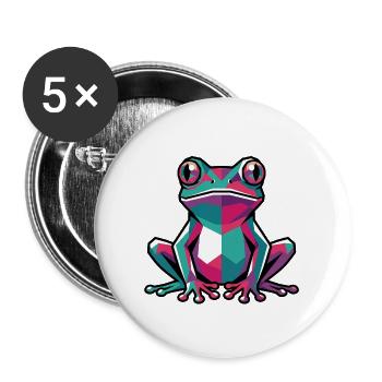Bunter geometrischer Frosch - Buttons groß 56 mm (5er Pack) - Weiß - Vorne