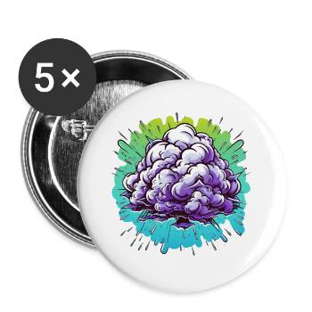 Lila Nebelknäuel Explosion - Buttons groß 56 mm (5er Pack) - Weiß - Vorne