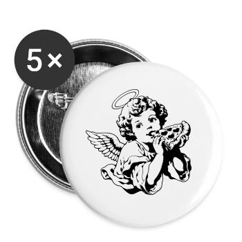 Pizza Angel – Chérubin avec une part de pizza - Lot de 5 grands badges (56 mm) - blanc - Devant