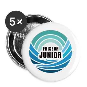 Friseur Junior Nachfolger Sohn Kind Junge Azubi - Buttons groß 56 mm (5er Pack) - Weiß - Vorne