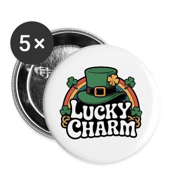Lucky Charm Leprechaun-Hat Design - Buttons large 2.2''/56 mm (5-pack) - white - Front