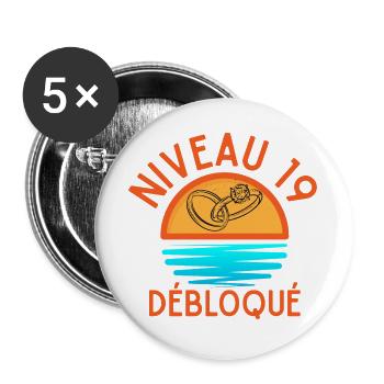 Level 19 Unlocked, a creative and joyful touch - Buttons large 2.2''/56 mm (5-pack) - white - Front