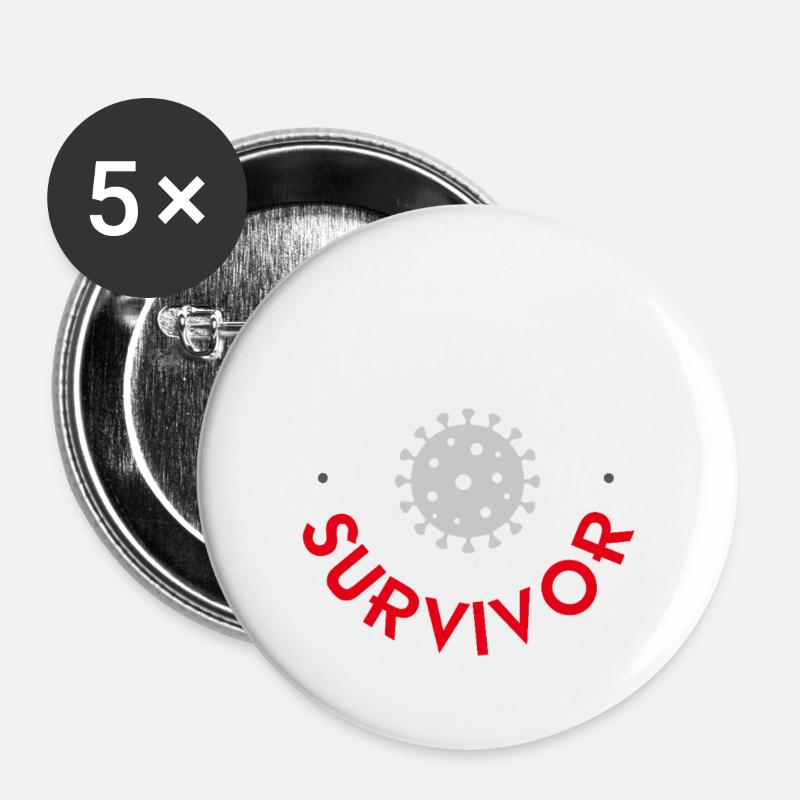 Covid-19 Survivor - Buttons large 2.2''/56 mm (5-pack) - white