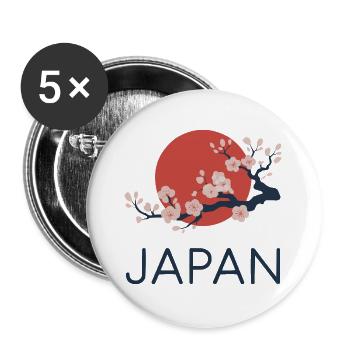 Minimal Cherry Blossom du Japon - Lot de 5 grands badges (56 mm) - blanc - Devant
