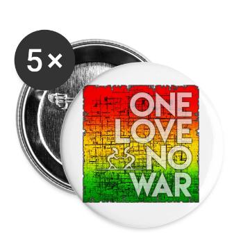 One Love No War Rainbow - Buttons large 2.2''/56 mm (5-pack) - white - Front