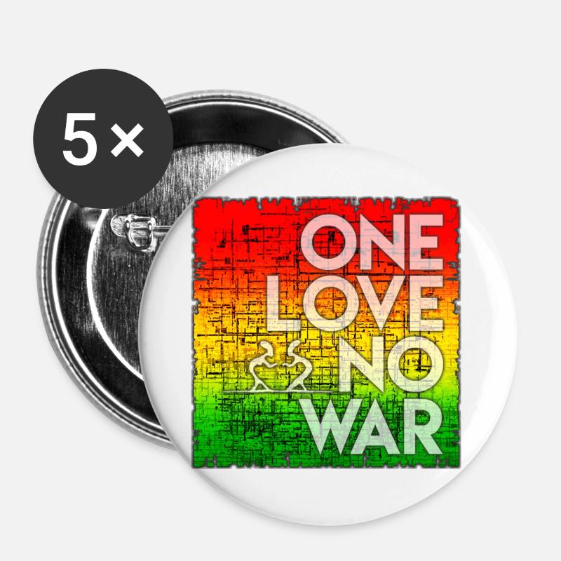 One Love No War Rainbow - Buttons large 2.2''/56 mm (5-pack) - white