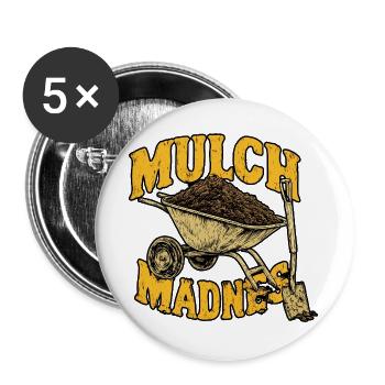 Mulch Madness-Schubkarre - Buttons groß 56 mm (5er Pack) - Weiß - Vorne