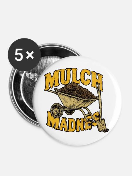 Mulch Madness-Schubkarre - Buttons groß 56 mm (5er Pack) - Weiß