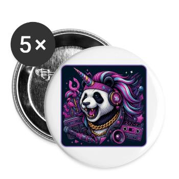 Panda Einhorn Party - Buttons groß 56 mm (5er Pack) - Weiß - Vorne