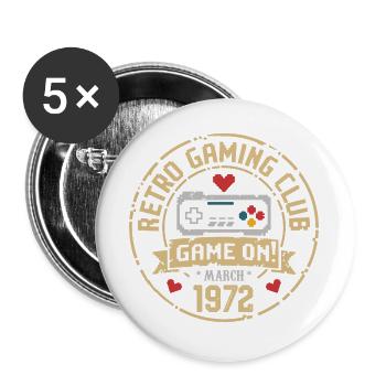March 1972 Birthday Gift March 1972 Born - Buttons large 2.2''/56 mm (5-pack) - white - Front