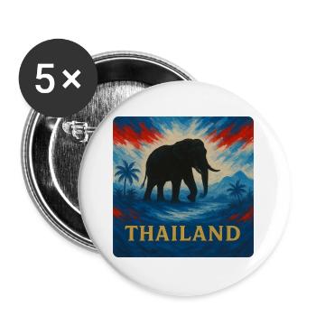 Design de voyage d’éléphant en Thaïlande - Lot de 5 grands badges (56 mm) - blanc - Devant