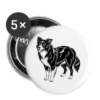 border collie - Buttons large 2.2''/56 mm (5-pack) - white - Front