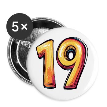 19 Number Colorful - Buttons large 2.2''/56 mm (5-pack) - white - Front