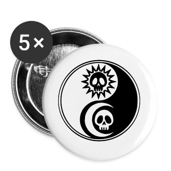 Soleil et lune yin et yang - Lot de 5 grands badges (56 mm) - blanc - Devant