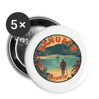 Discover Vanuatu In Oceania Tropical Paradise - Buttons large 2.2''/56 mm (5-pack) - white - Front