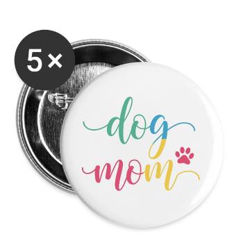 Maman de chien - Design coloré de maman de chien - Lot de 5 grands badges (56 mm) - blanc - Devant