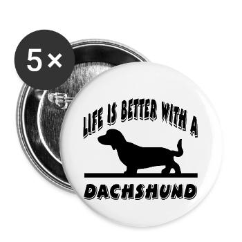 Dackel - Buttons groß 56 mm (5er Pack) - Weiß - Vorne