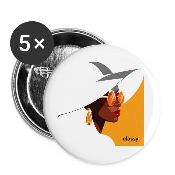 Elegant woman with hat and sunglasses - Buttons large 2.2''/56 mm (5-pack) - white - Front