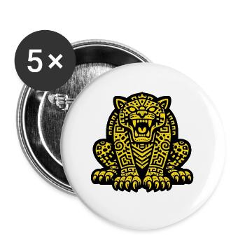 Aztec Jaguar Totem – Mesoamerican Warrior Beast Sy - Buttons large 2.2''/56 mm (5-pack) - white - Front