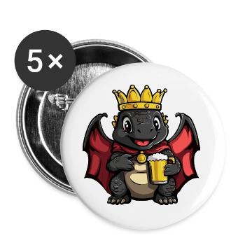 Dinosaur Stegosaurus Beer King - Buttons large 2.2''/56 mm (5-pack) - white - Front