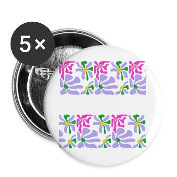 Abstrakte Kunst Blumen - Buttons groß 56 mm (5er Pack) - Weiß - Vorne