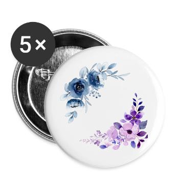 2 floral bouquets - Buttons large 2.2''/56 mm (5-pack) - white - Front