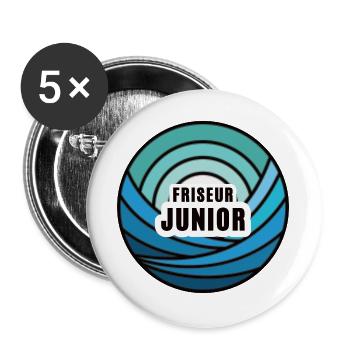 Friseur Junior Nachfolger Friseursohn Frisör Azubi - Buttons groß 56 mm (5er Pack) - Weiß - Vorne