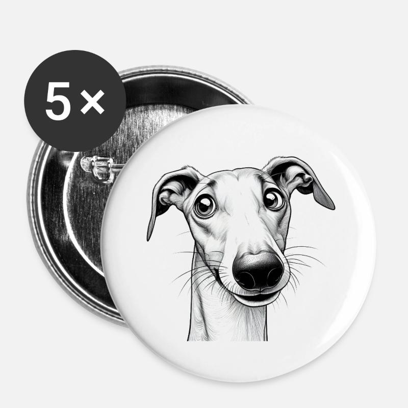 is what? mischievous greyhound - Buttons large 2.2''/56 mm (5-pack) - white