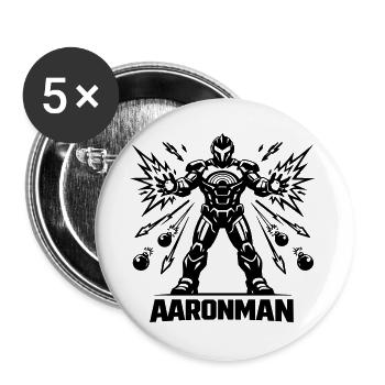 Aronman - Buttons groß 56 mm (5er Pack) - Weiß - Vorne