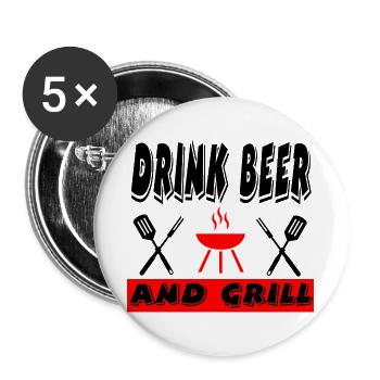 Griller - Lot de 5 grands badges (56 mm) - blanc - Devant