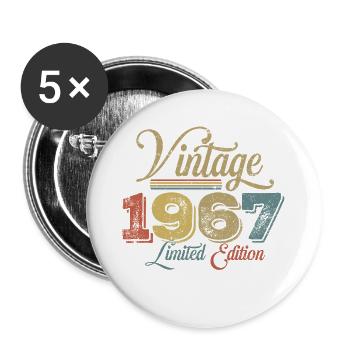 Millésime 1967 - Lot de 5 grands badges (56 mm) - blanc - Devant