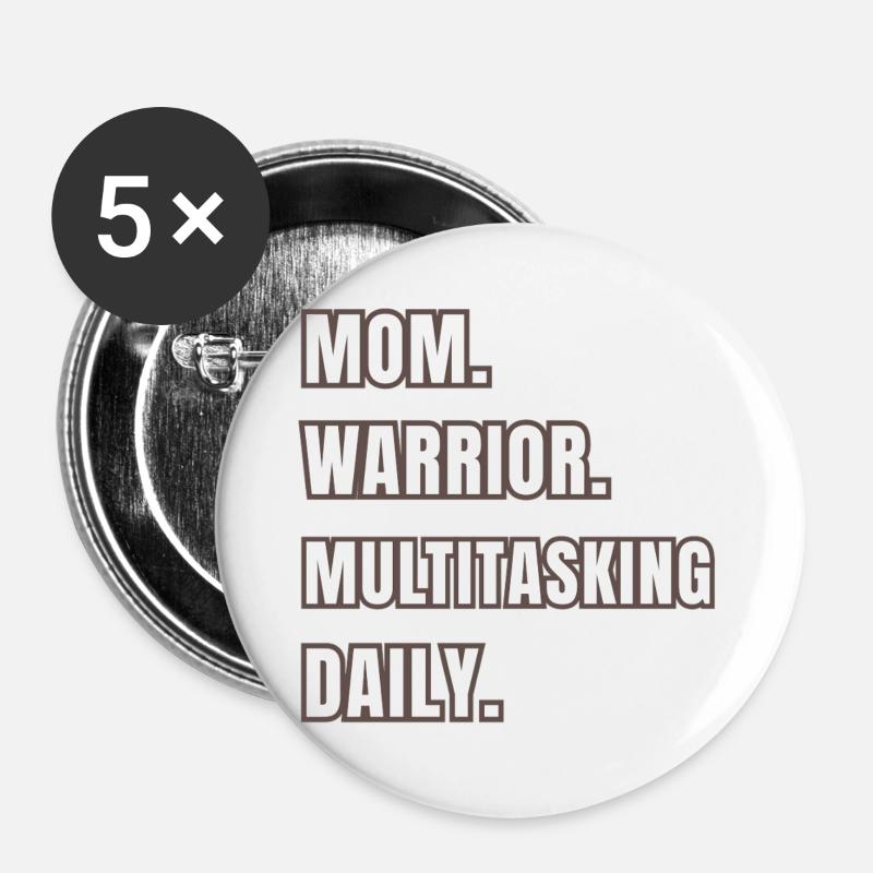 Mutterkönigin des Alltags - Buttons groß 56 mm (5er Pack) - Weiß