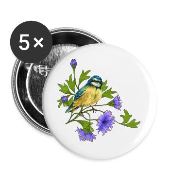 Colorful bird - Buttons large 2.2''/56 mm (5-pack) - white - Front