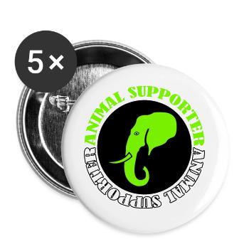  Elefant Tierunterstützer - Buttons groß 56 mm (5er Pack) - Weiß - Vorne