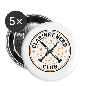 Clarinets Nerd Club | Musician Humor - Buttons large 2.2''/56 mm (5-pack) - white - Front
