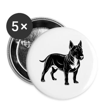 Bull Terriers - Buttons large 2.2''/56 mm (5-pack) - white - Front
