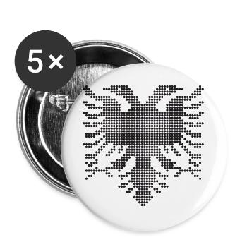 Doppelkopfiger albanischer Adler mit gepunkteter Silhouette - Buttons groß 56 mm (5er Pack) - Weiß - Vorne