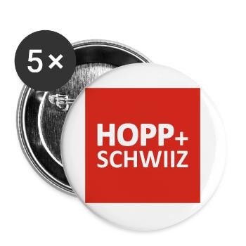 Hopp Schwiiz - Schweiz - Switzerland - Grüezi - Buttons large 2.2''/56 mm (5-pack) - white - Front
