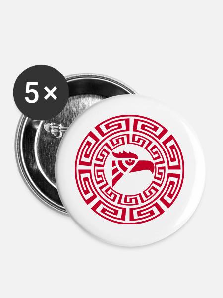 Roter Adler-Emblem - Buttons groß 56 mm (5er Pack) - Weiß