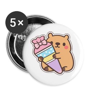 Capybara School Child – 1st Grade - Buttons large 2.2''/56 mm (5-pack) - white - Front