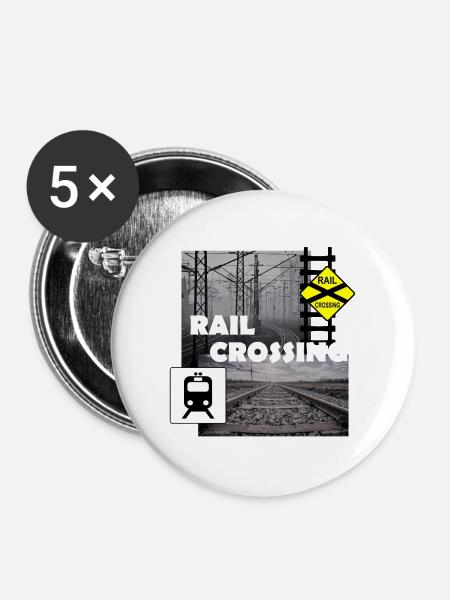 RAIL CROSSING - Buttons groß 56 mm (5er Pack) - Weiß