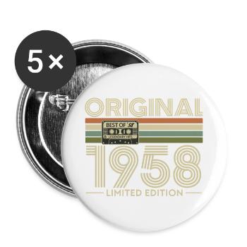 Original 1958 Edition Retro - Lot de 5 grands badges (56 mm) - blanc - Devant