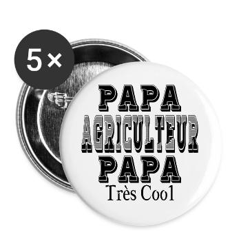 Papa Agriculteur Papa Très Cool - Lot de 5 grands badges (56 mm) - blanc - Devant