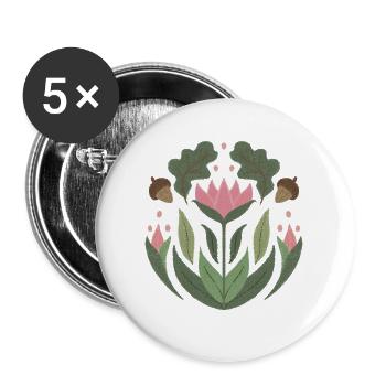 Waldblume - Buttons groß 56 mm (5er Pack) - Weiß - Vorne