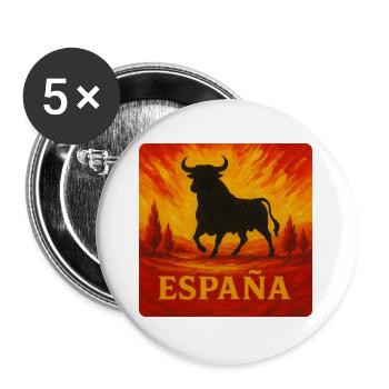 Spanien Stier Sonnenuntergang - Buttons groß 56 mm (5er Pack) - Weiß - Vorne
