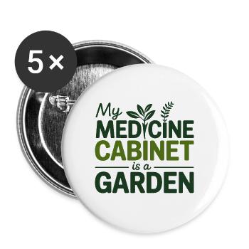 Mein Medizinschrank-Garten Naturheilkunde - Buttons groß 56 mm (5er Pack) - Weiß - Vorne