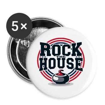 Curling Rock the House Eissport Team Spirit - Lot de 5 grands badges (56 mm) - blanc - Devant