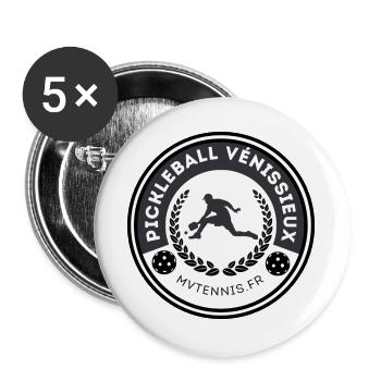 LOGO MVT PICKLEBALL - Lot de 5 grands badges (56 mm) - blanc - Devant