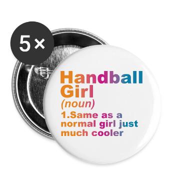 Handball Spielerin - Buttons groß 56 mm (5er Pack) - Weiß - Vorne